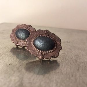 Matte Micro Glitter Acrylic Oval Stud Earrings